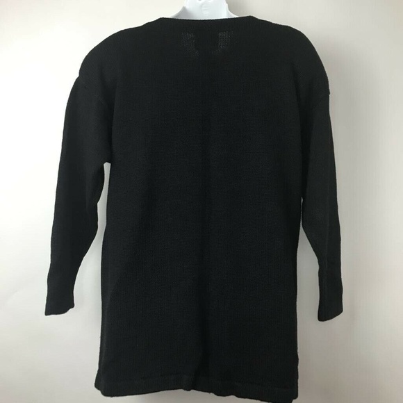 Vtg Studio Collection Sweater Black Jewel Turqoise - Picture 5 of 8